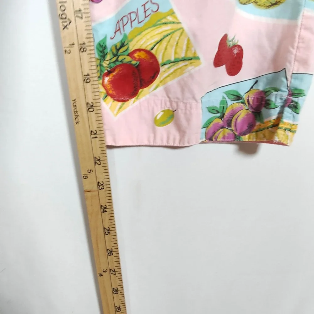 Nick & Nora Pajama Set Women's Small Pink Fruit Crate Print Cotton Sleepwear